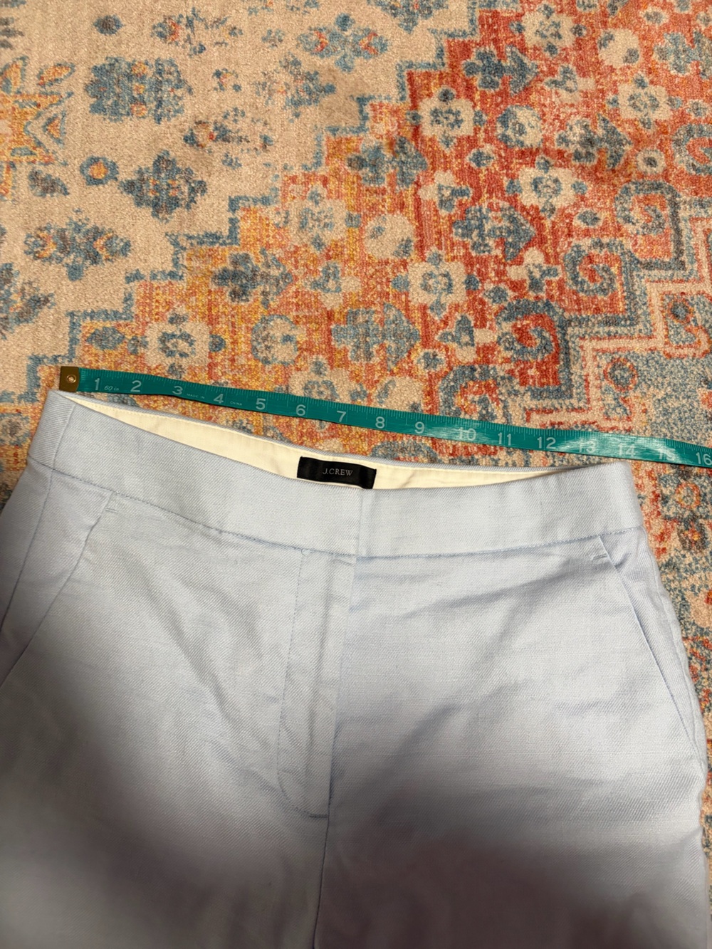 J.Crew Kate blue linen straight leg trousers/pants - Picture 2 of 4